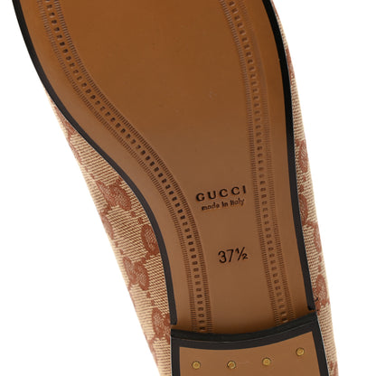 Gucci Canvas GG Monogram Horsebit Womens Jordaan Loafers 37.5 Beige Ruggine Rust 6 of 8