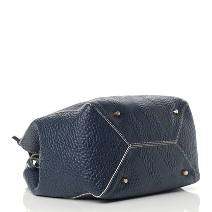 Burberry Signature Grain Calfskin Check Embossed Small Canterbury Tote Blue Carbon 4 of 17