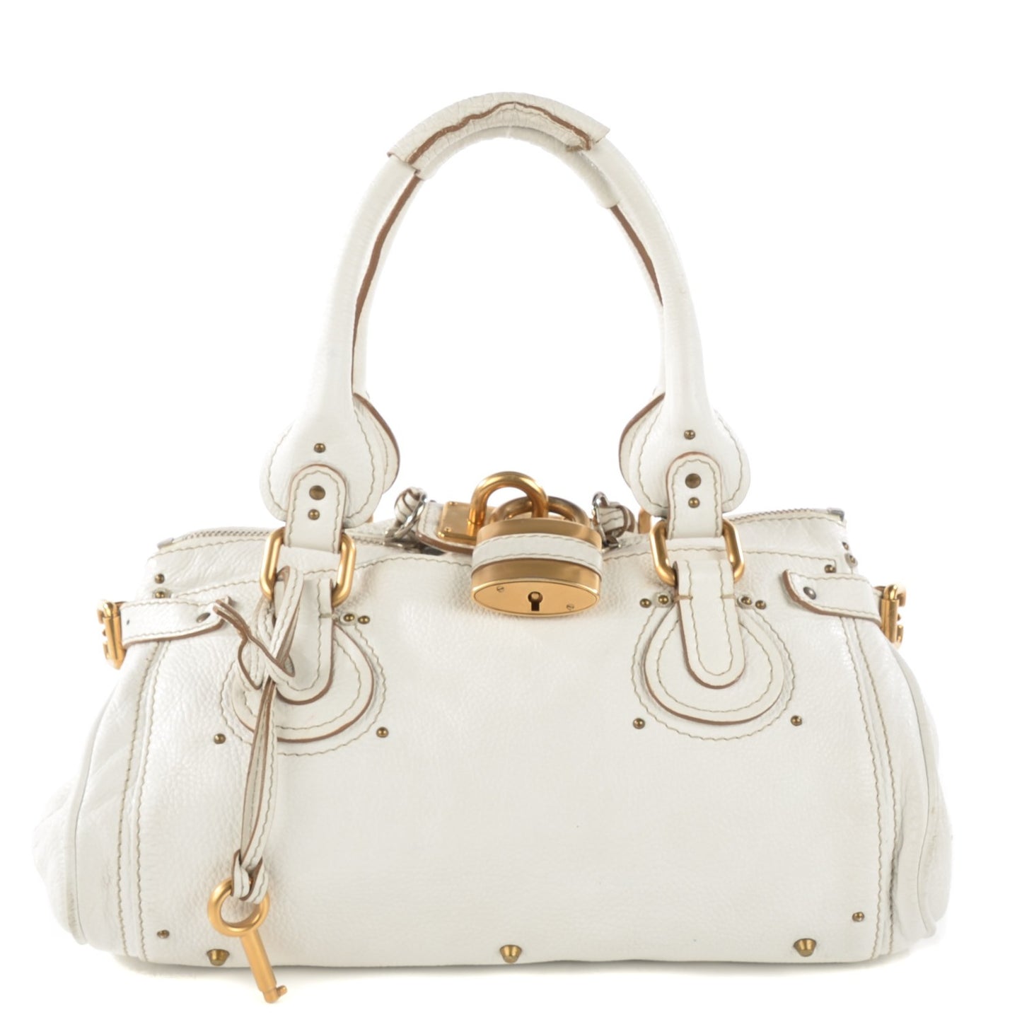 Calfskin Medium Paddington Satchel White