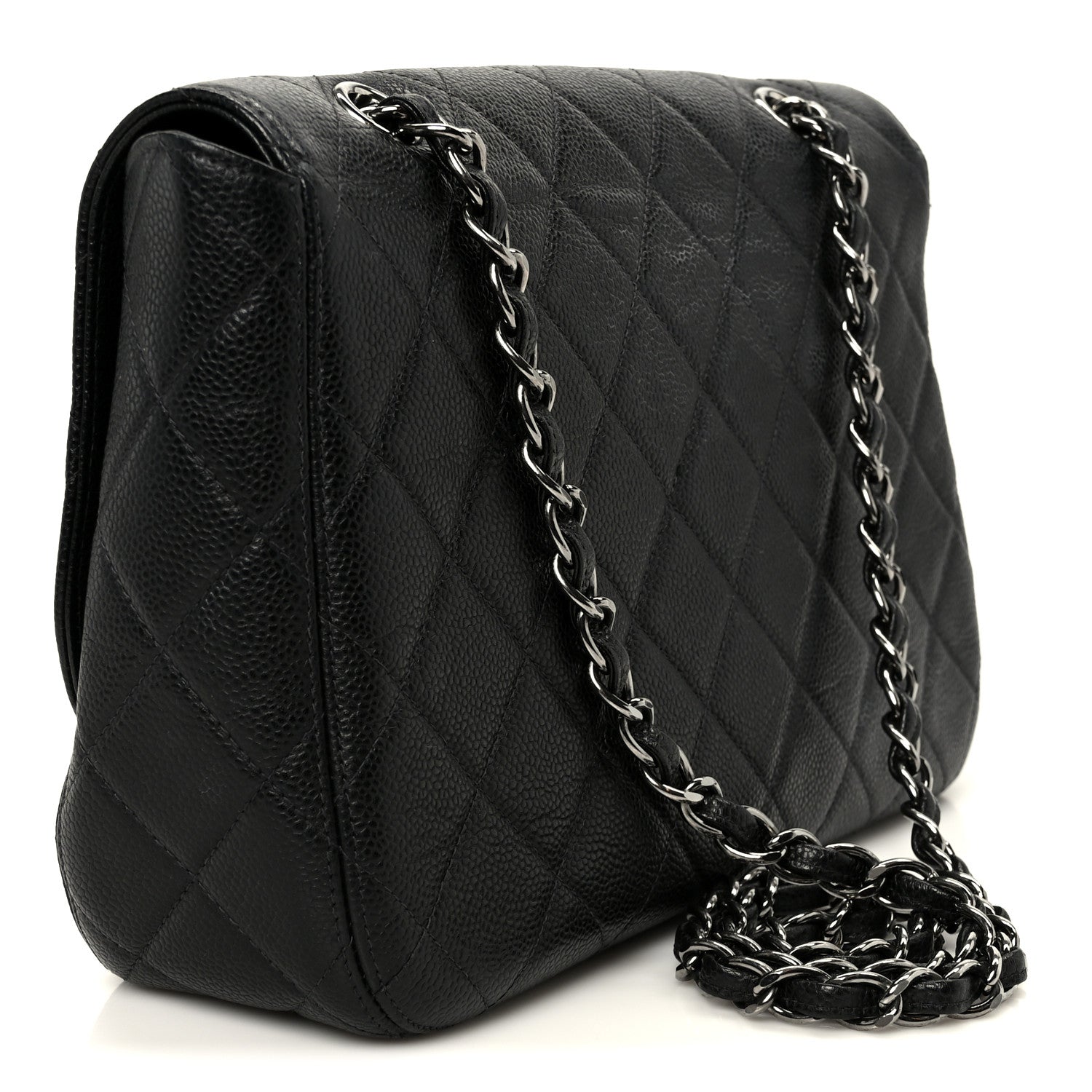 Chanel Caviar Quilted Jumbo Single Flap Black 3 of 12