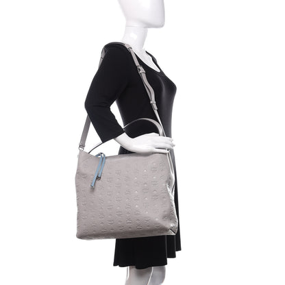 MCM Calfskin Ottomar Monogram Large Klara Hobo Dove 3 of 11