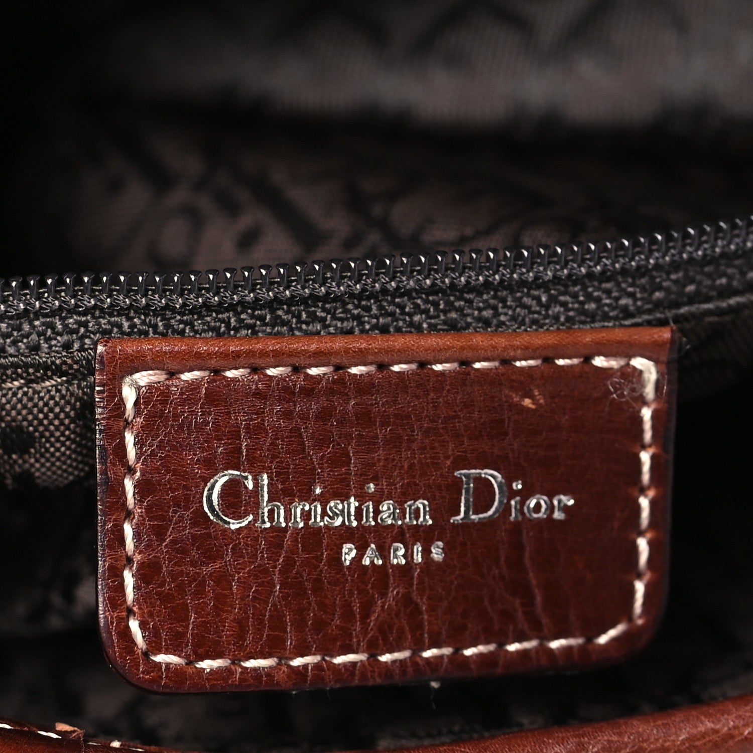Christian Dior Calfskin Embroidered Romantic Flowers Saddle Bag Brown 6 of 11