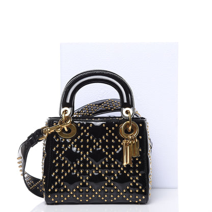 Christian Dior Patent Studded Mini Supple Lady Dior Black 11 of 11