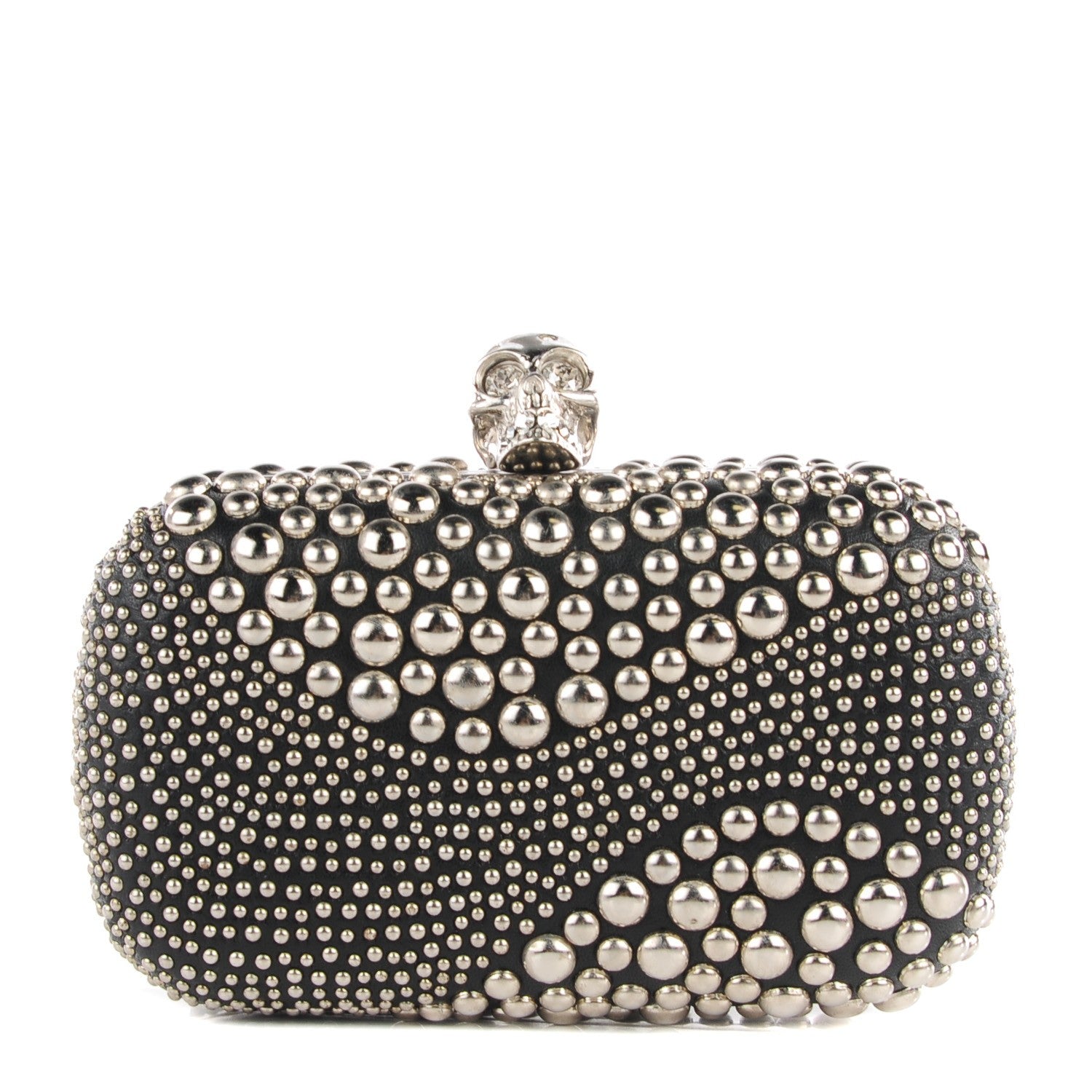 Alexander McQueen Nappa Studded Skull Box Clutch Black 1 of 8