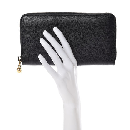 Alexander McQueen Pebbled Calfskin Skull Continental Zip Wallet Black 2 of 12