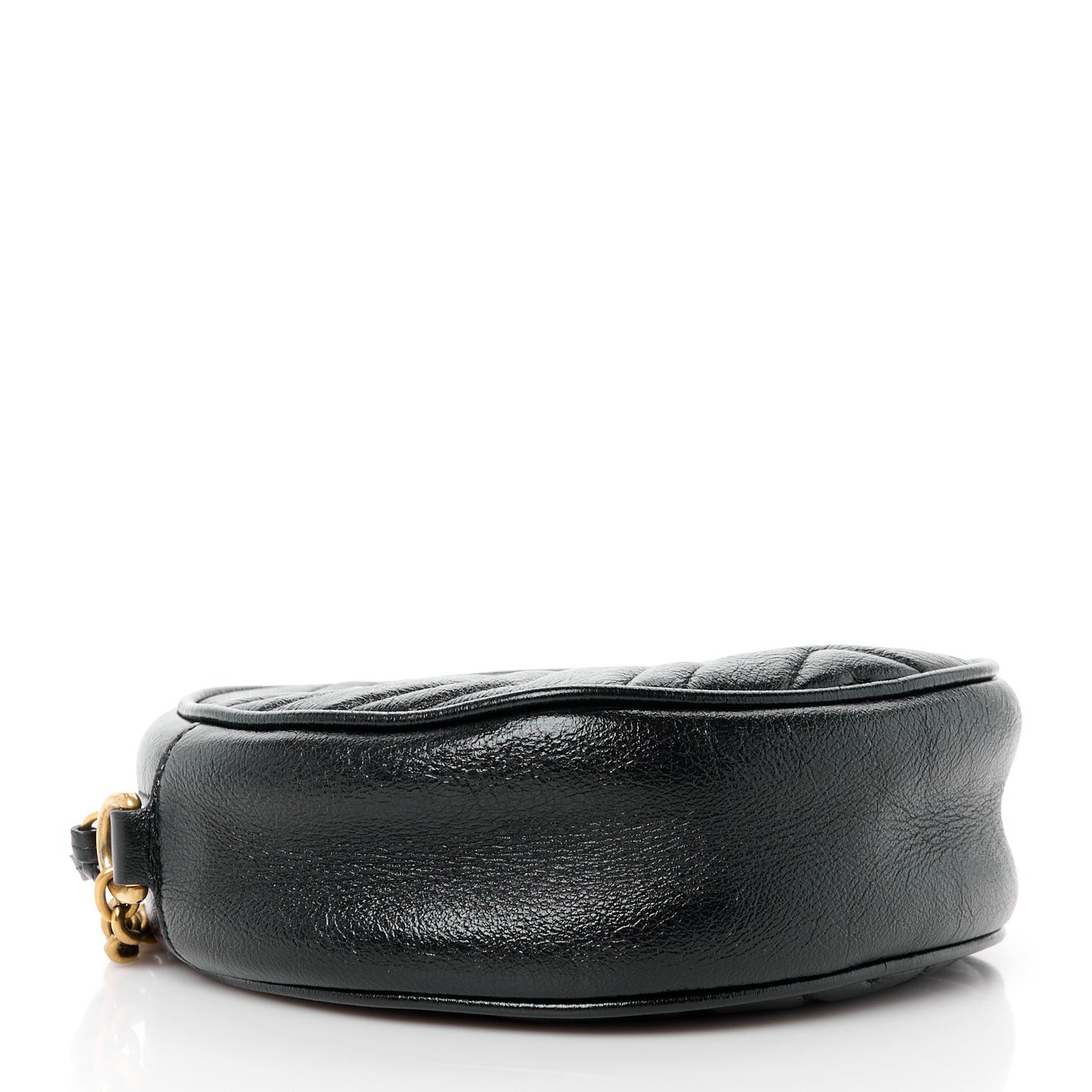 Azalea Calfskin Matelasse Heart Mini GG Marmont Round Shoulder Bag Black
