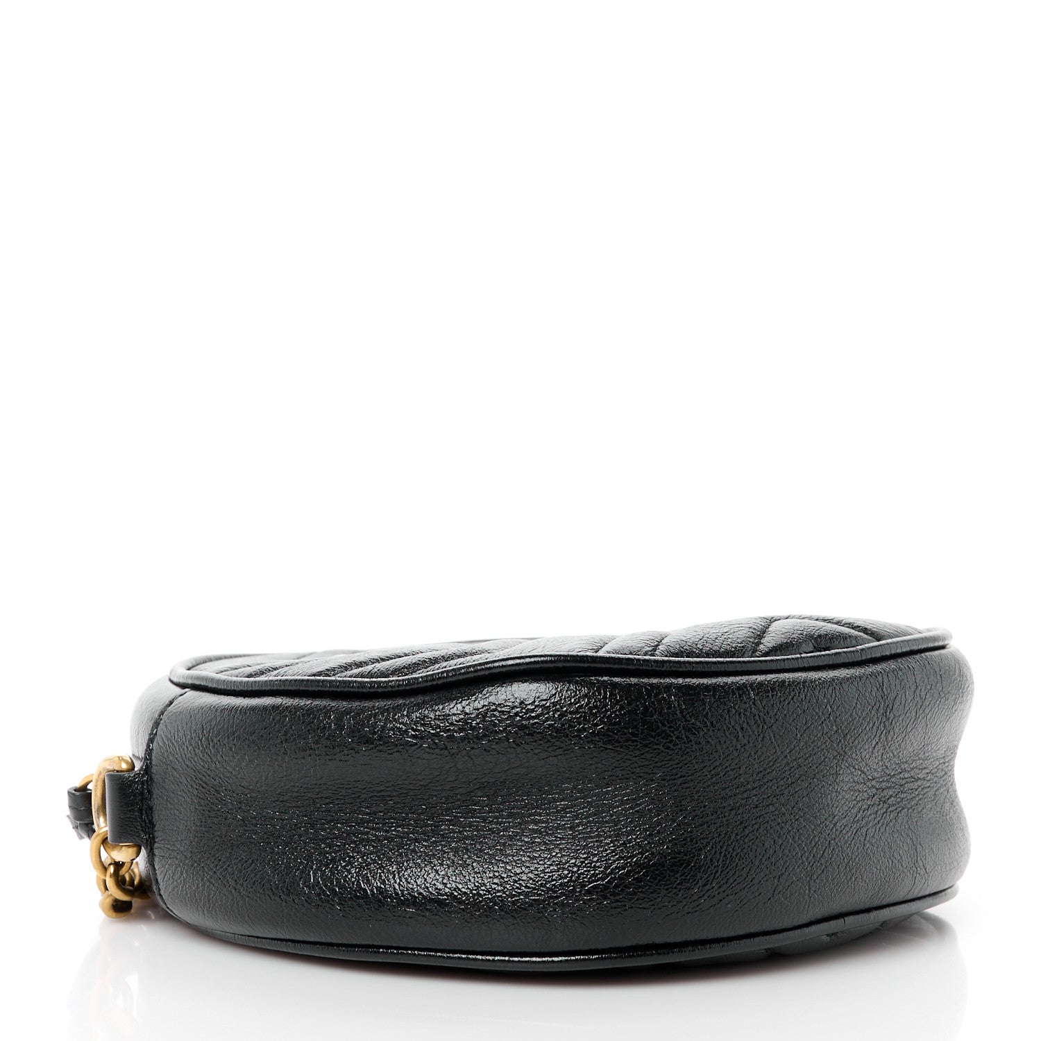 Gucci Azalea Calfskin Matelasse Heart Mini GG Marmont Round Shoulder Bag Black 4 of 13