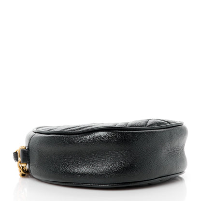 Gucci Azalea Calfskin Matelasse Heart Mini GG Marmont Round Shoulder Bag Black 4 of 13