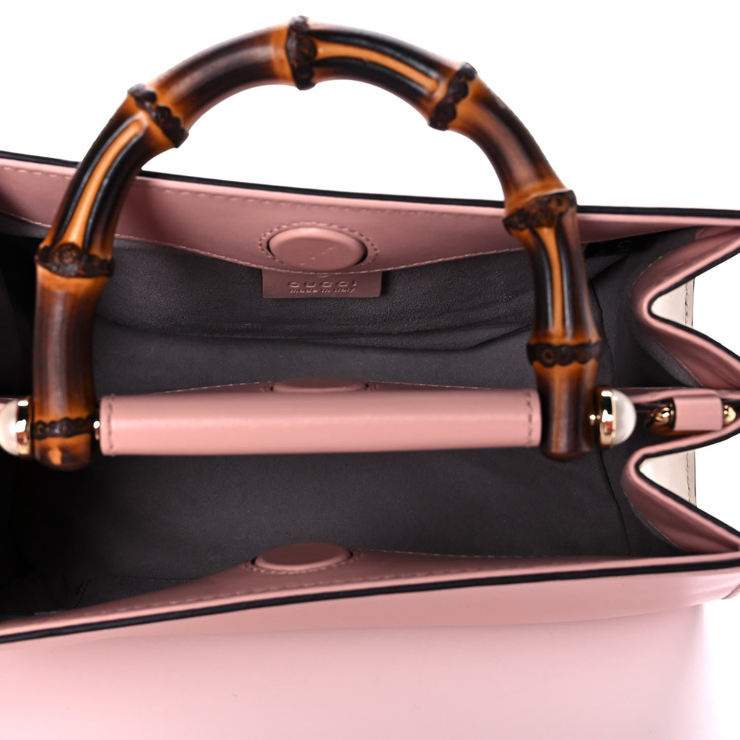 Gucci Nappa Bamboo Web Mini Nymphaea Top Handle Bag Perfect Pink Mystic White 5 of 11