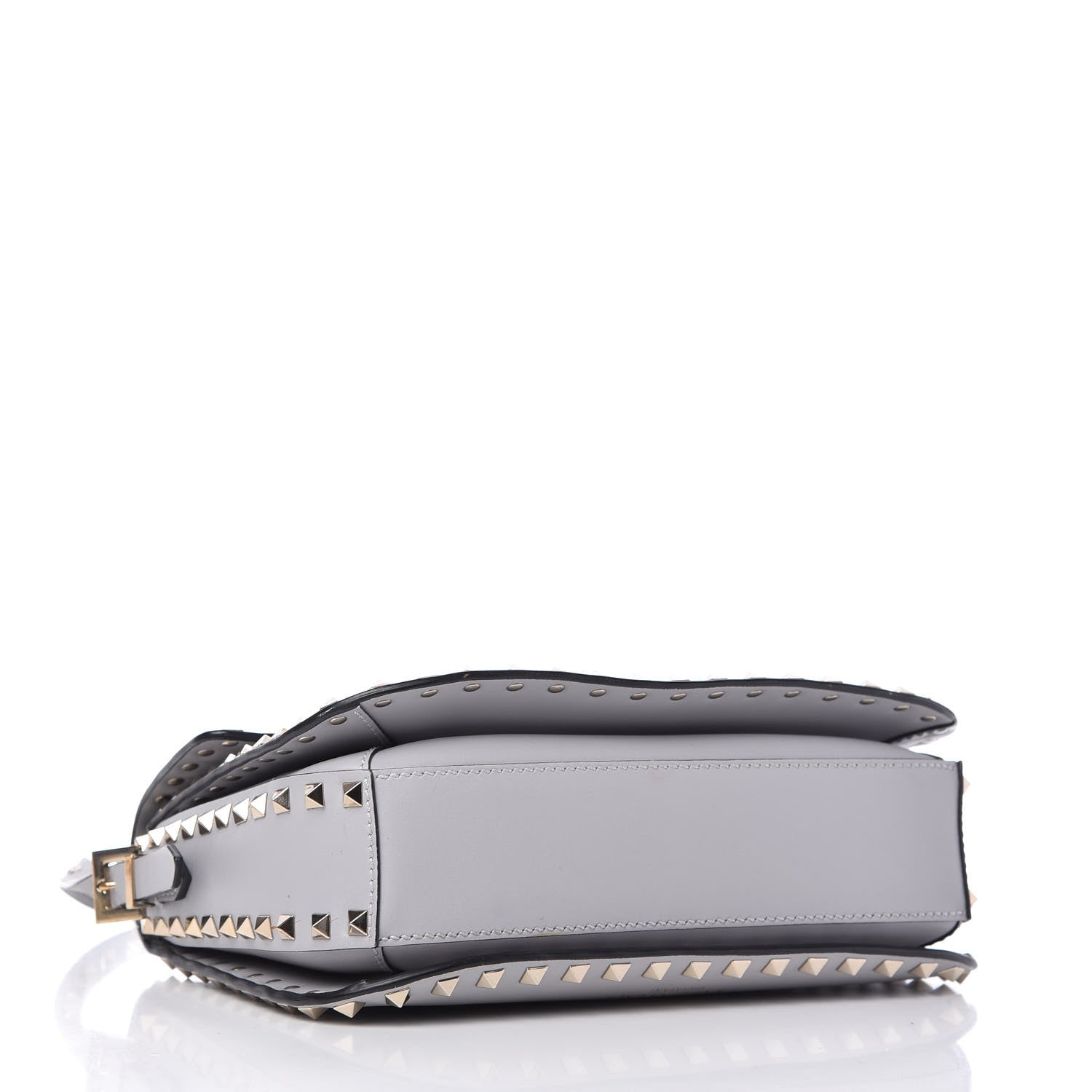 Valentino Garavani Vitello Medium Rockstud Flap Saddle Bag Pastel Grey 4 of 9