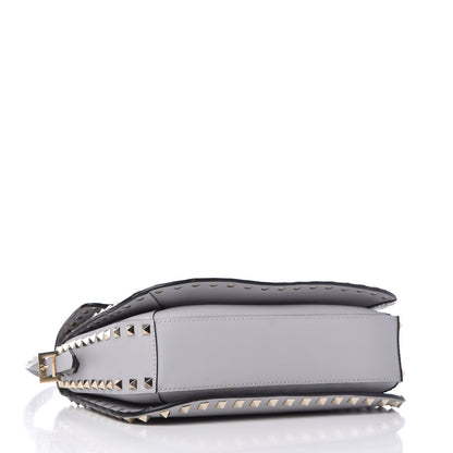 Valentino Garavani Vitello Medium Rockstud Flap Saddle Bag Pastel Grey 4 of 9