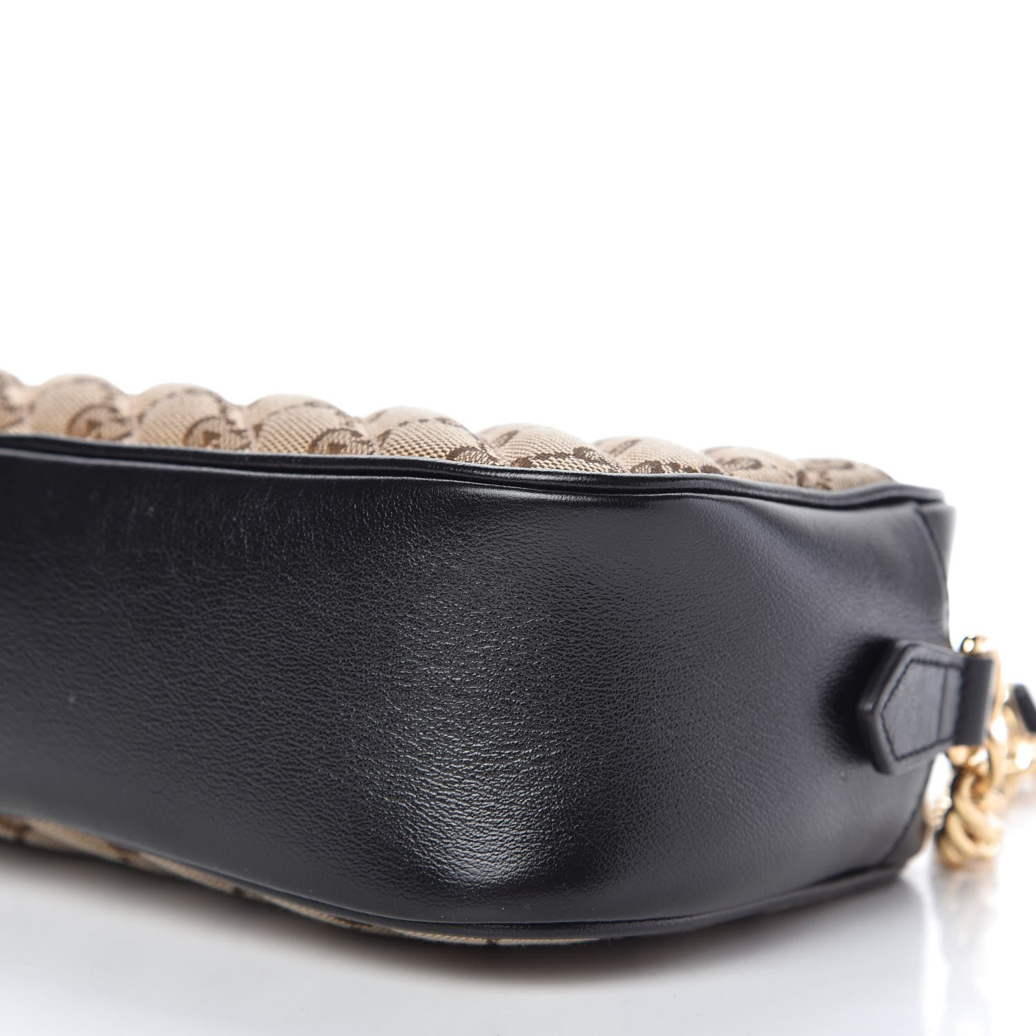 Gucci Monogram Matelasse Diagonal Small GG Marmont Chain Shoulder Bag Beige Black 7 of 10