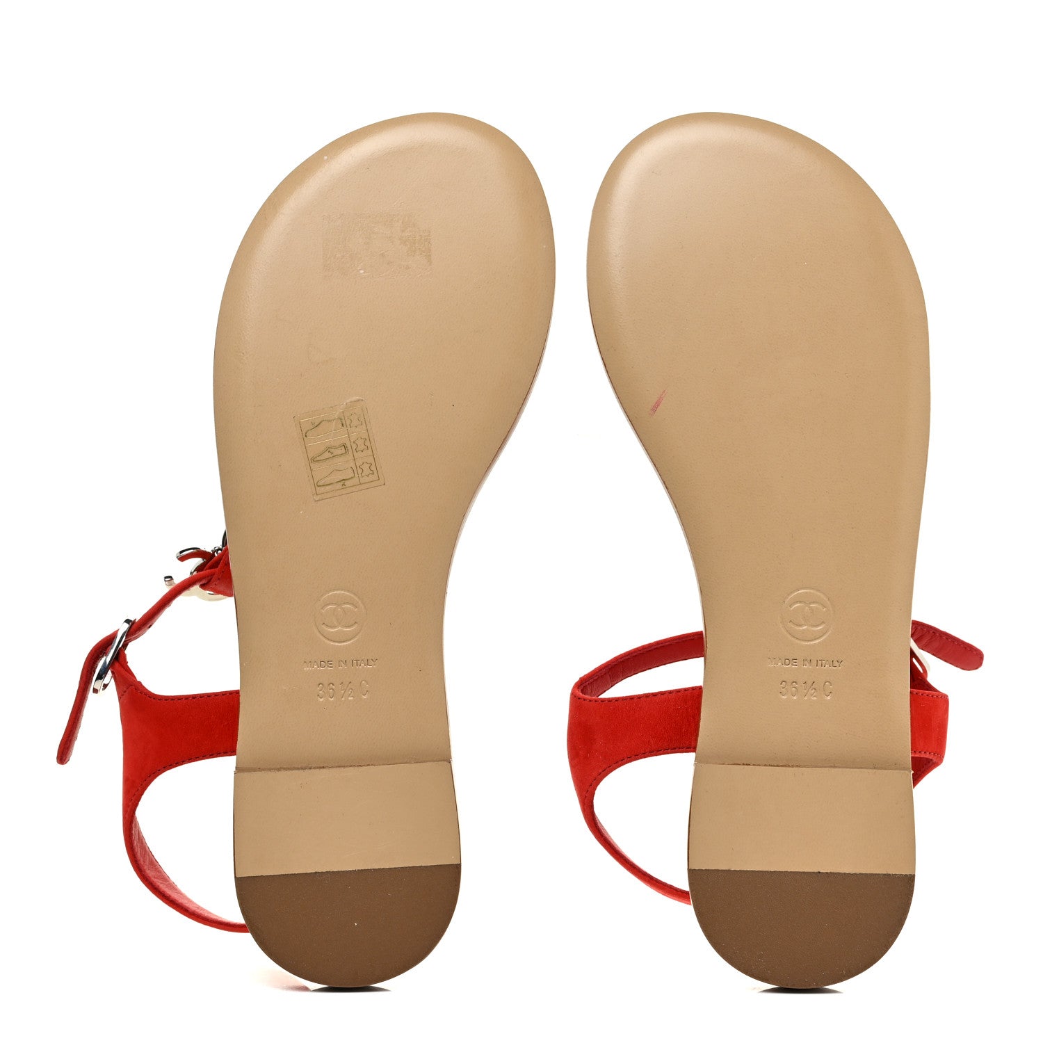 Chanel Suede Calfskin Chain CC Thong Sandals 36.5 Red 6 of 12