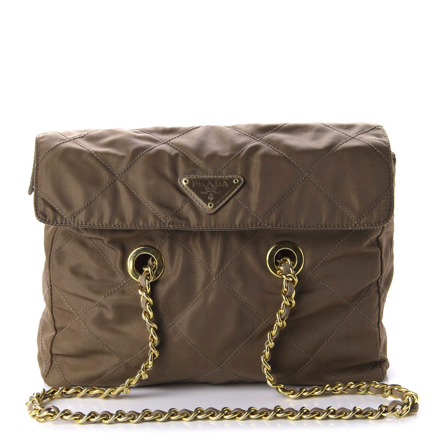 Nylon Tessuto Impuntu Quilted Shoulder Bag Cocco
