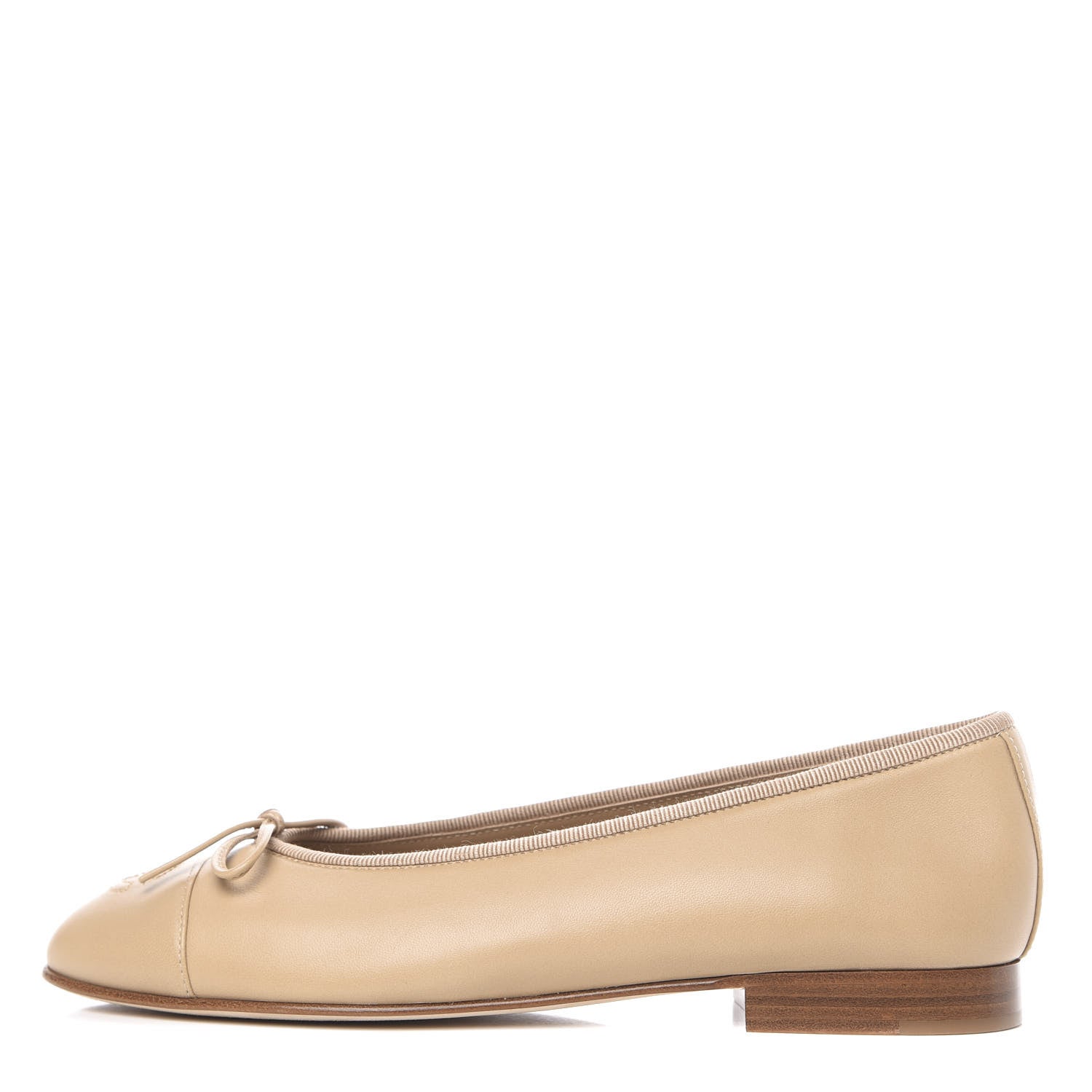 Chanel Lambskin Cap Toe CC Ballerina Flats 36.5 Beige 1 of 8