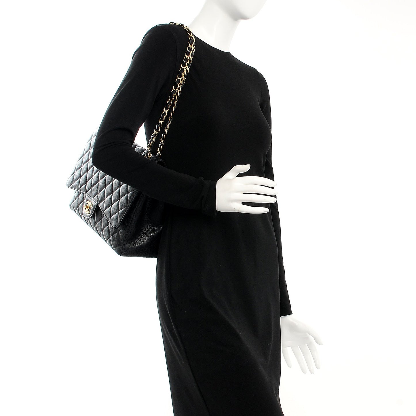Caviar Quilted Maxi Single Flap Black