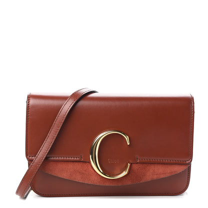 Chloe Calfskin Suede C Clutch With Chain Sepia Brown 1 of 9