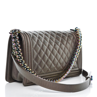Chanel Iridescent Goatskin Quilted Medium Boy Flap Dark Gold 3 of 11