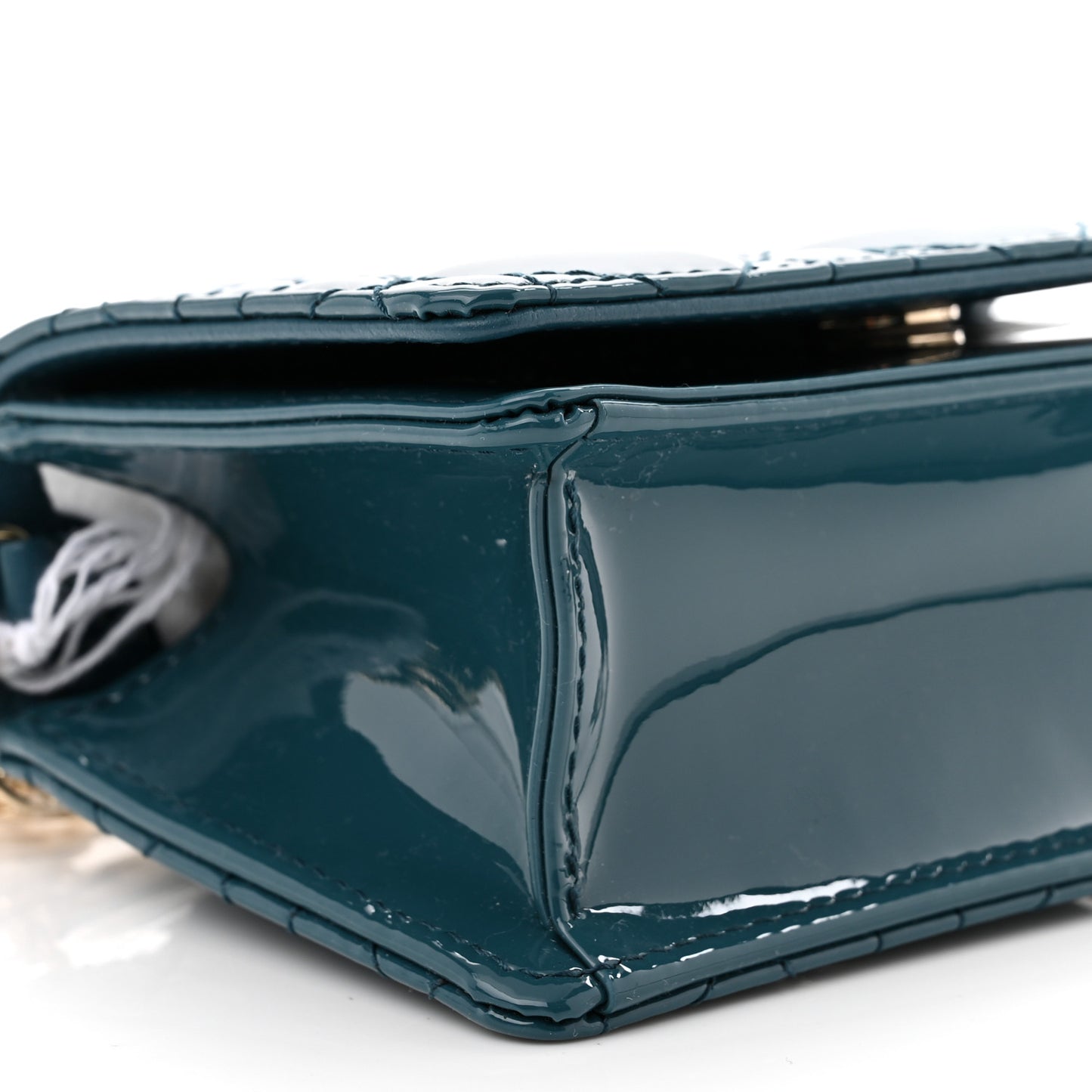 Patent Cannage Nano Lady Dior Pouch Turquoise