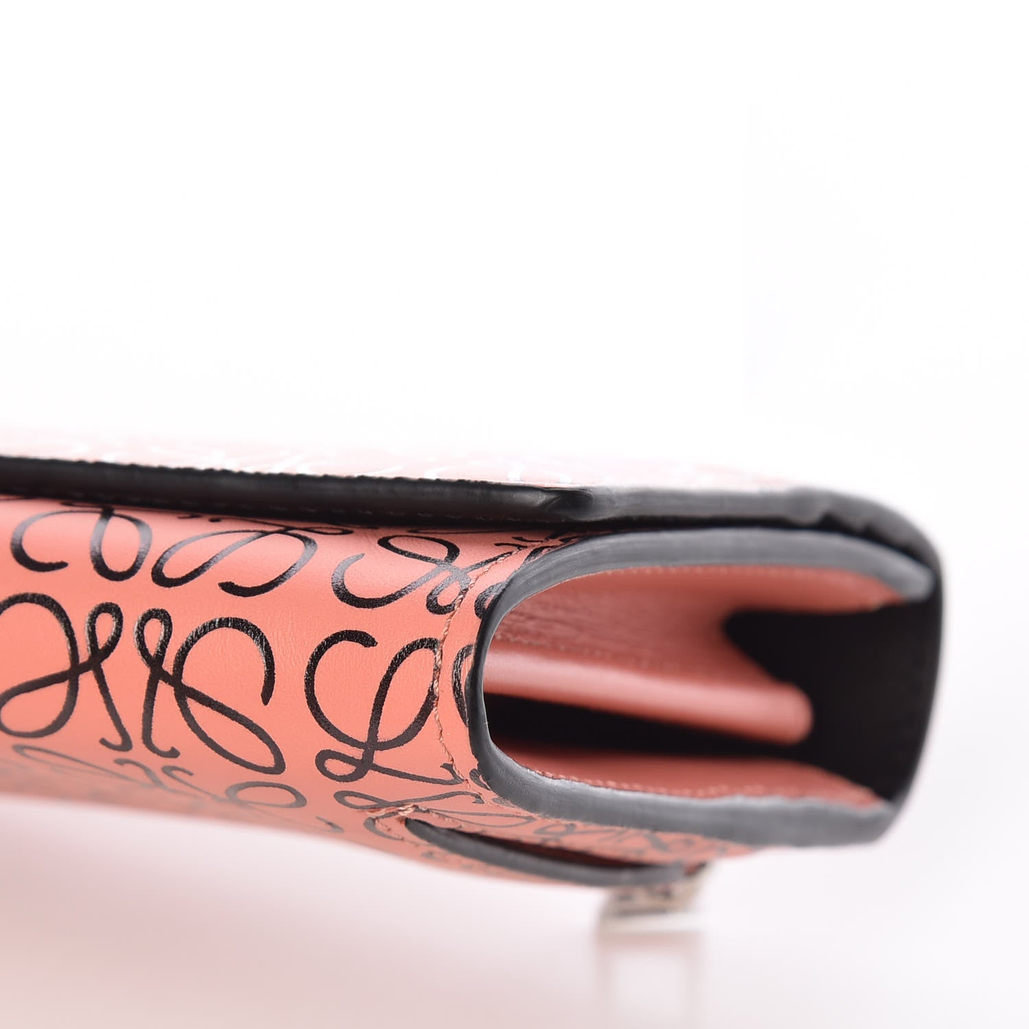 Loewe Engraved Calfskin Anagram Continental Wallet Pink Tulip Black 9 of 9