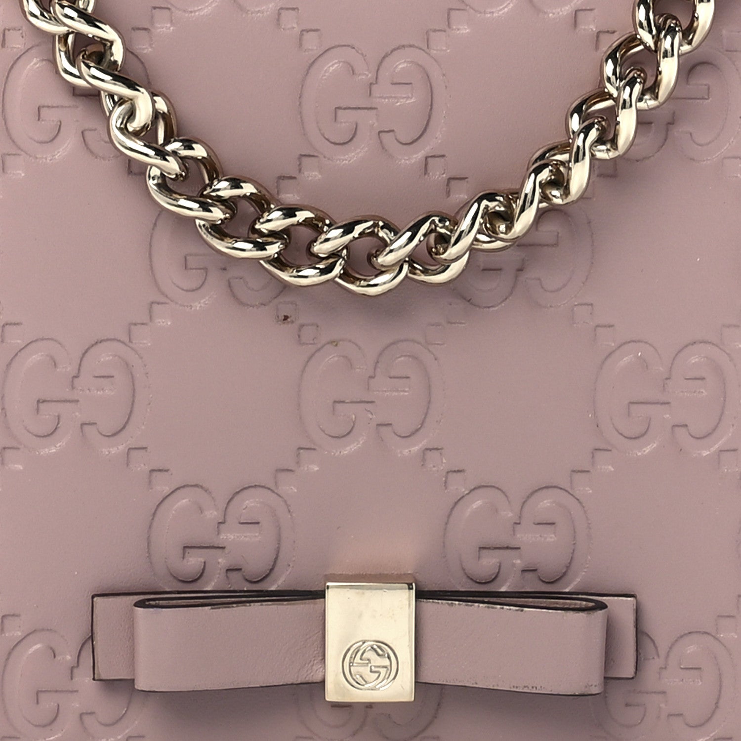 Gucci Guccissima Signature Bowy Chain Wallet Dark Cipria 7 of 11
