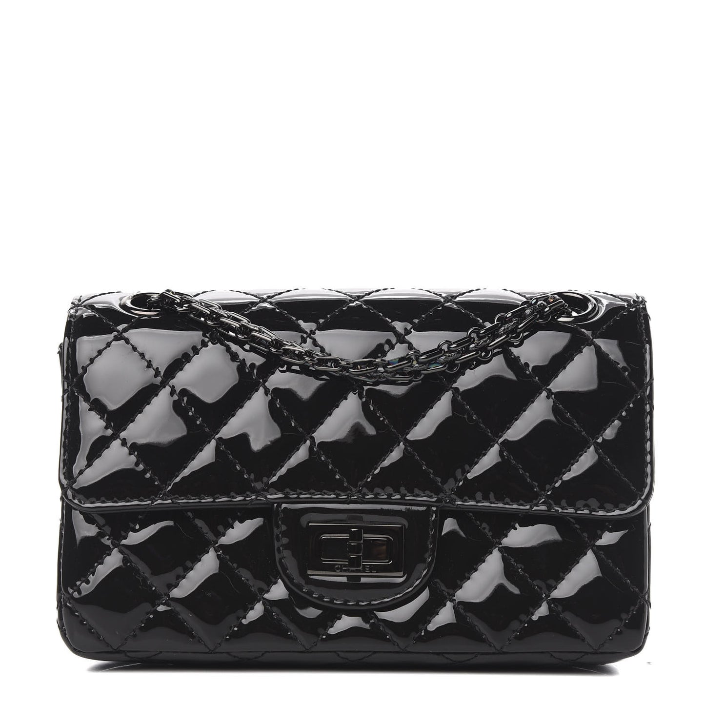 Patent Calfskin Quilted 2.55 Reissue Mini Flap So Black