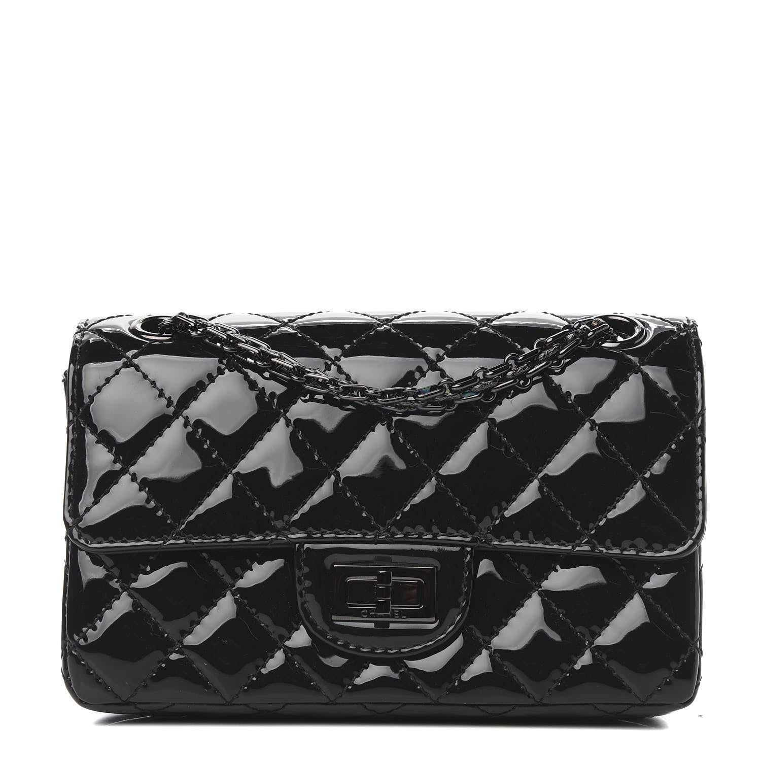Chanel Patent Calfskin Quilted 2.55 Reissue Mini Flap So Black 1 of 11