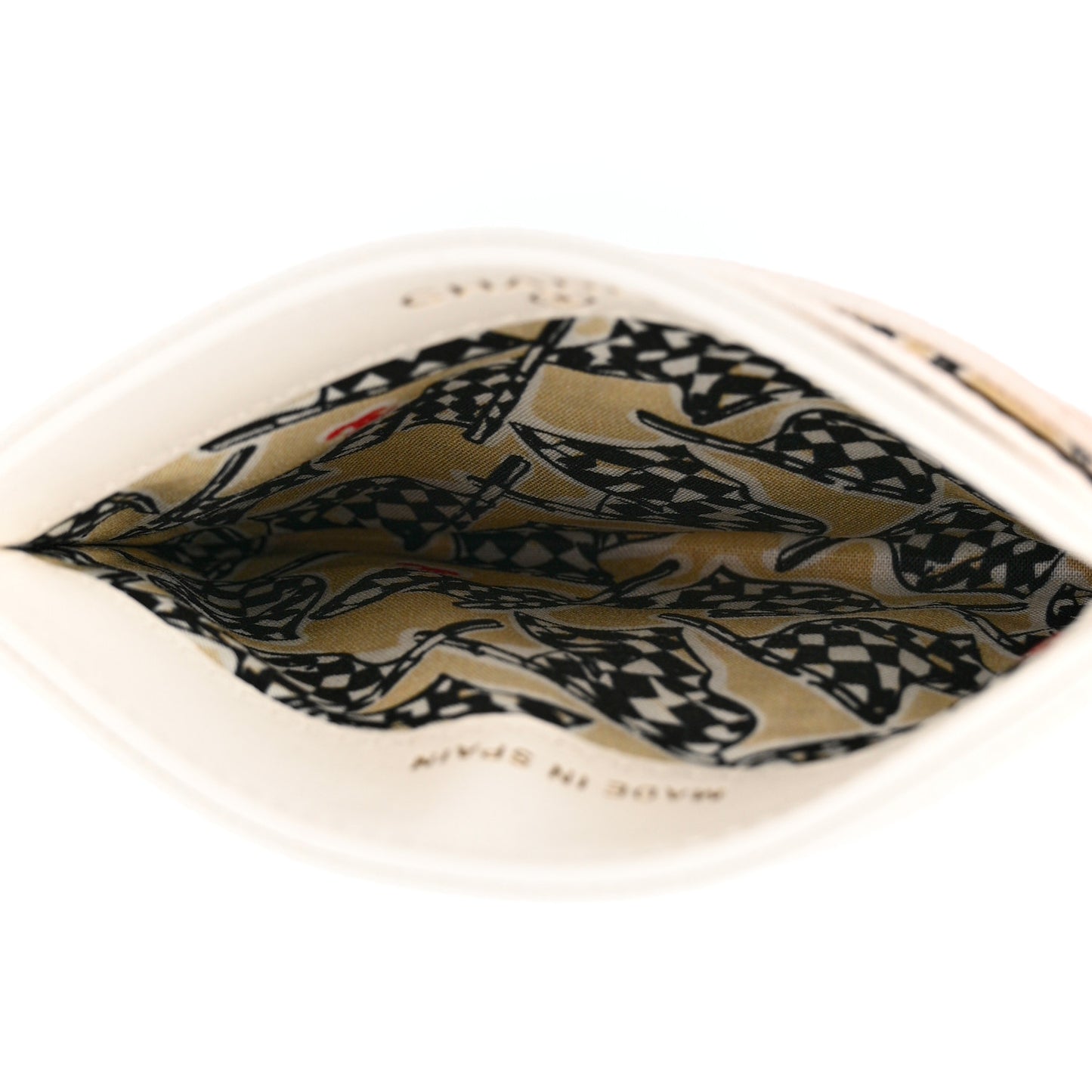 Caviar Metal Quilted Striated CC Card Holder White