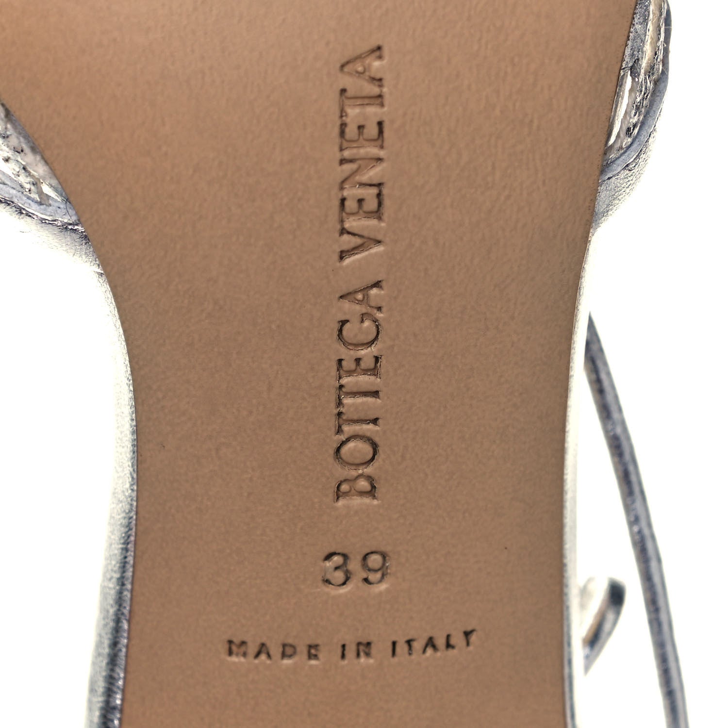 Bottega Veneta Mesh Metallic Nappa Stretch Ankle Tie Sandals 39 Silver 6 of 8