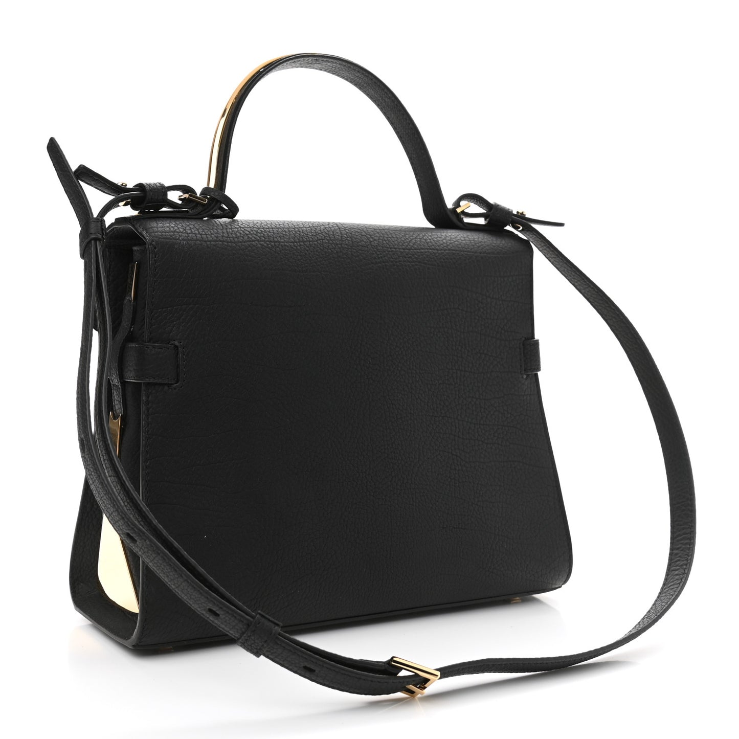 Crispy Calfskin MM Tempete Satchel Black