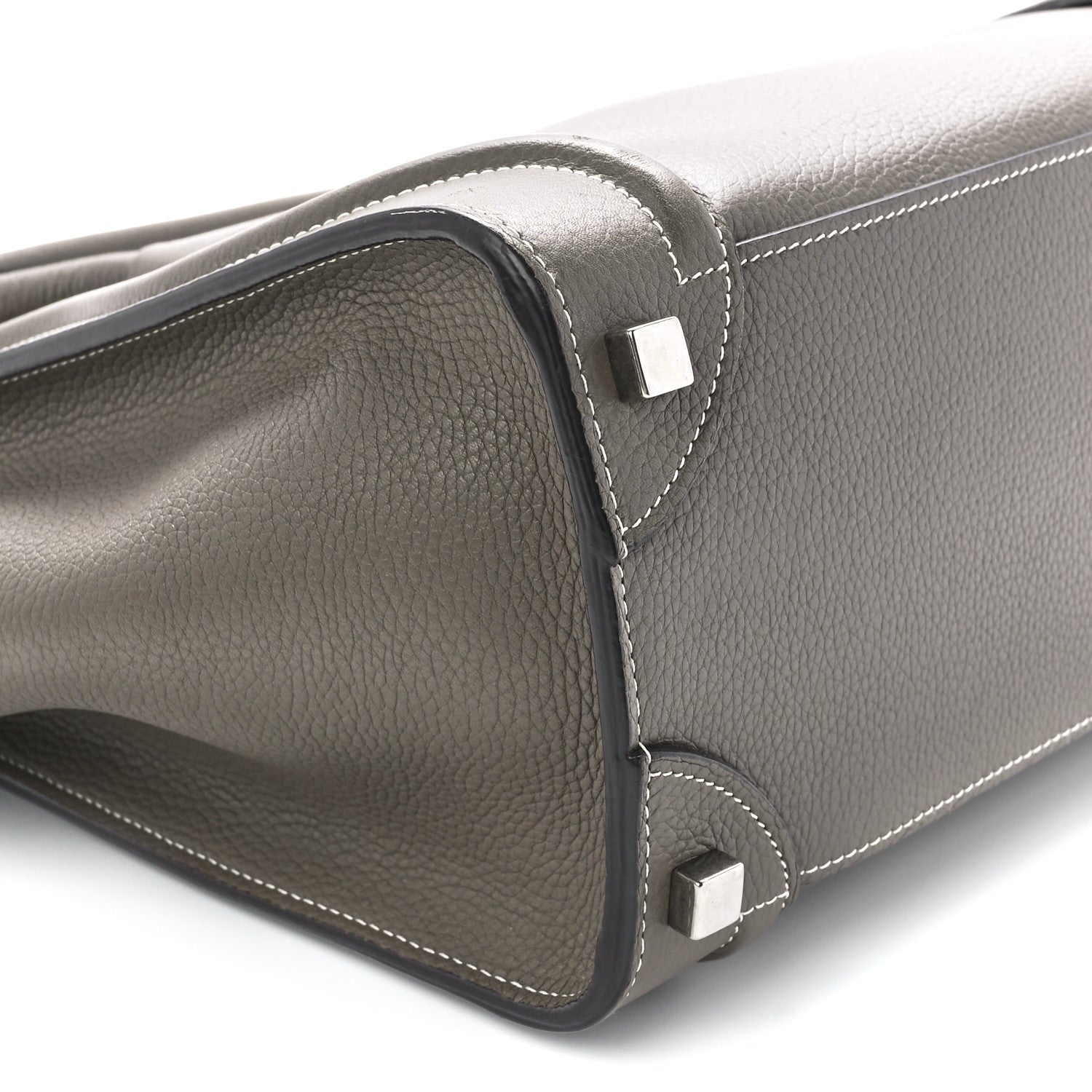 Celine Drummed Calfskin Micro Luggage Souris 11 of 12