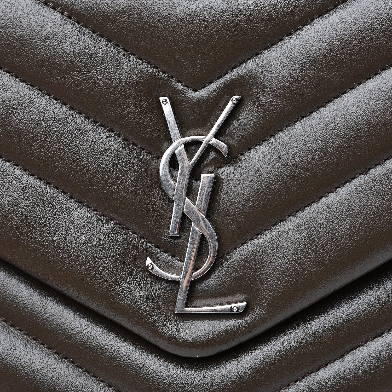 Saint Laurent Calfskin Y Quilted Monogram Medium Loulou Monogram Chain Satchel Kaki Fonce 10 of 11