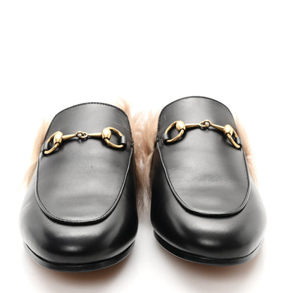 Gucci Calfskin Fur Womens Princetown Slippers 36 Black 3 of 9