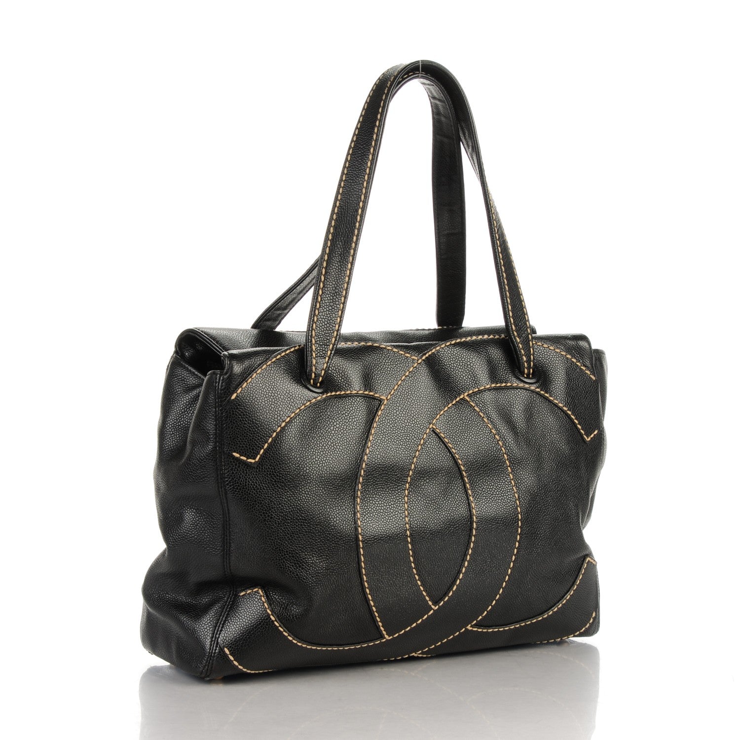 Chanel Caviar Medium CC Stitched Tote Black 3 of 7