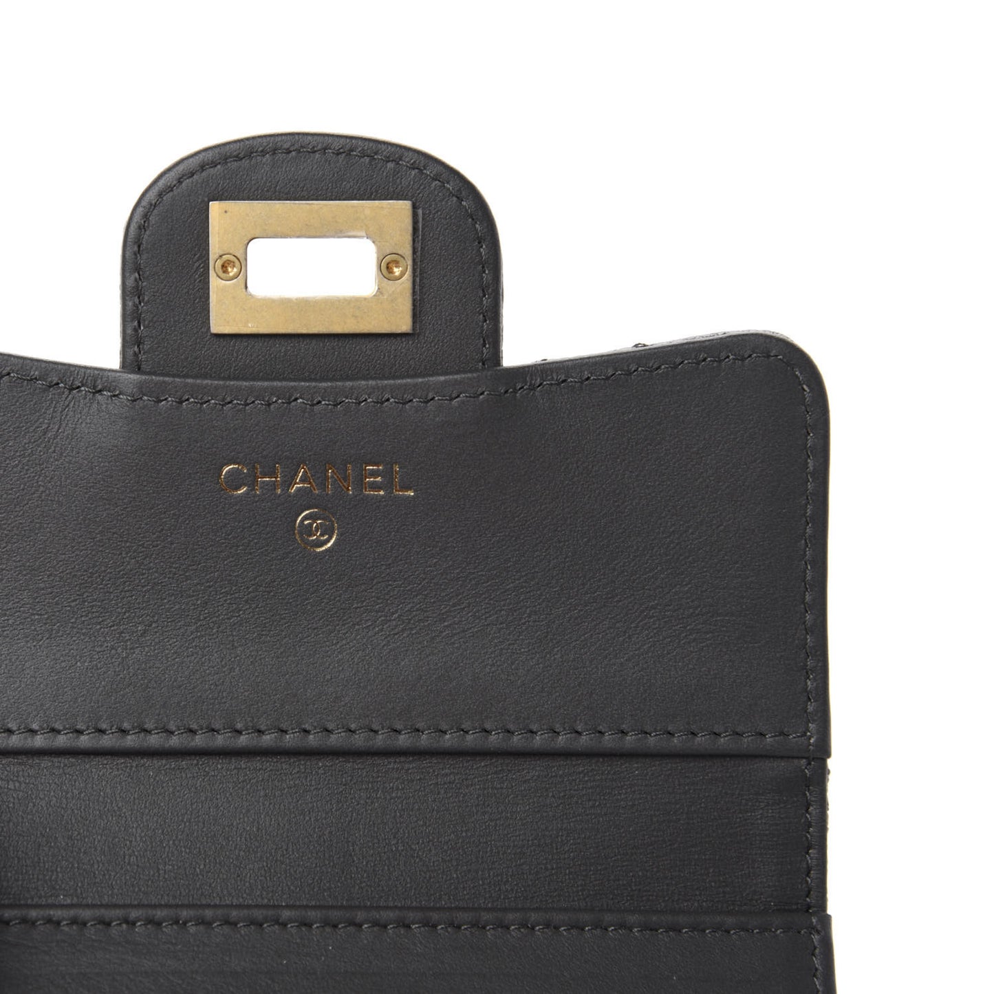 Metallic Calfskin Quilted Reissue Compact Wallet Grey