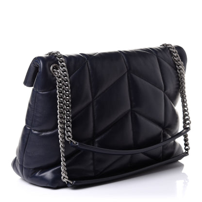 Saint Laurent Lambskin Quilted Medium Loulou Puffer Monogram Chain Satchel Black 3 of 10