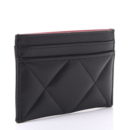 Chanel Shiny Goatskin Quilted Chanel 19 Card Holder Black 2 of 11