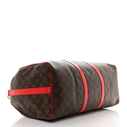 Louis Vuitton Monogram Macassar Keepall Bandouliere 50 Red 3 of 8