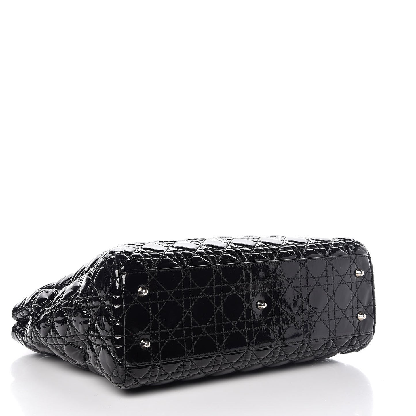 Patent Cannage Large Dior Soft Shopping Tote Black