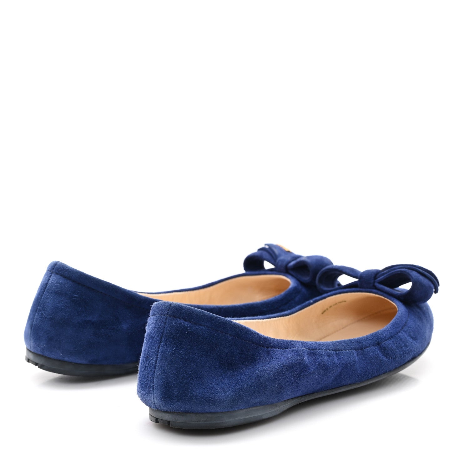 Prada Suede Bow Logo Ballerina Flats 35.5 Blue 5 of 10