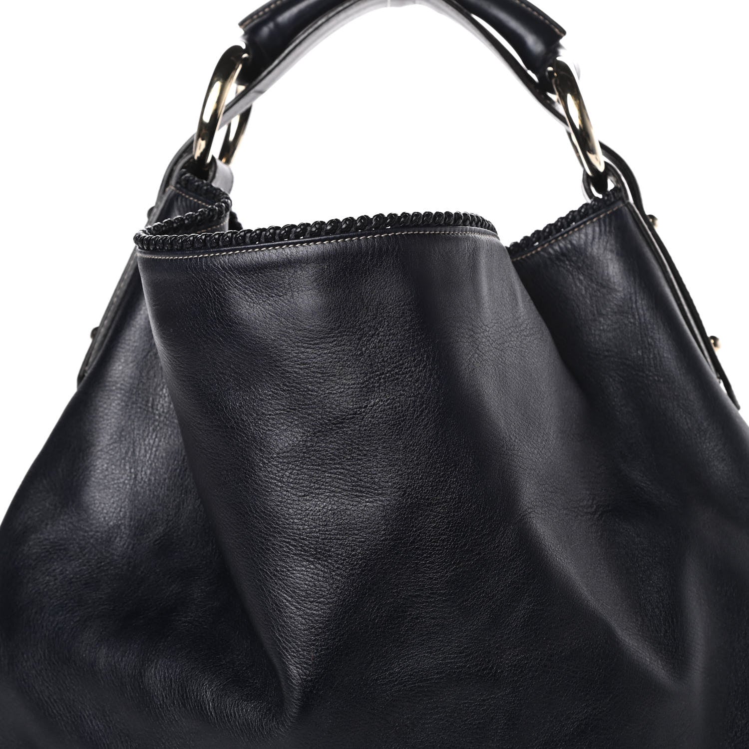 Gucci Calfskin Large Horsebit Chain Hobo Black 7 of 9