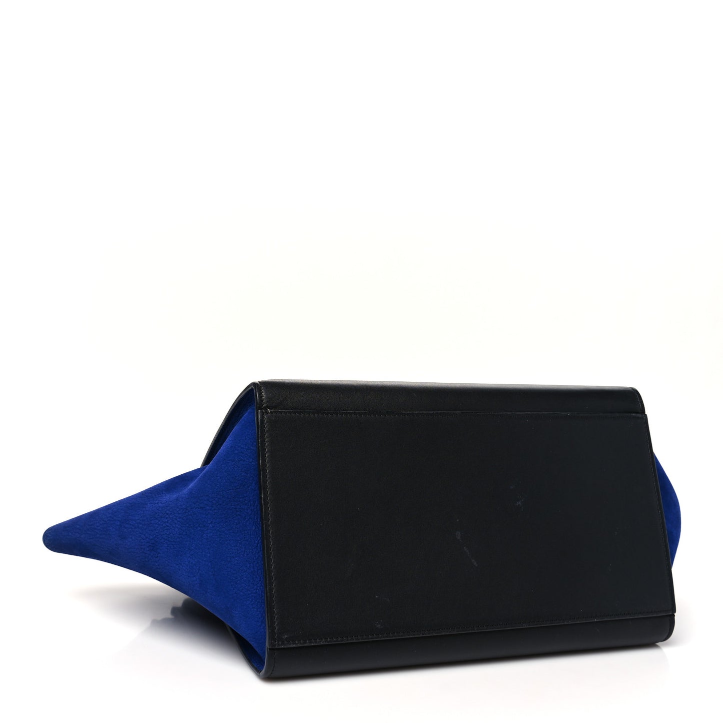 Pebbled Calfskin Suede Small Trapeze Tri-Color Cobalt