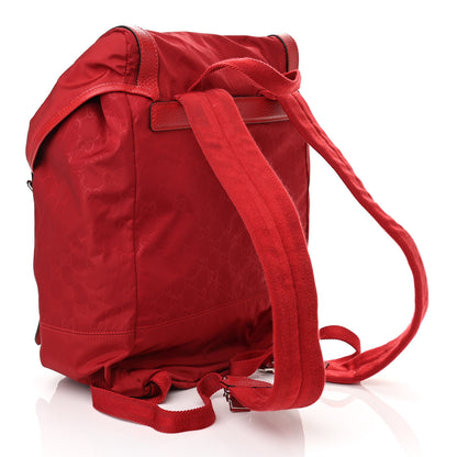 Gucci Nylon Monogram Dollar Calfskin Medium Light Double Buckle Backpack Vibrant Red 3 of 10