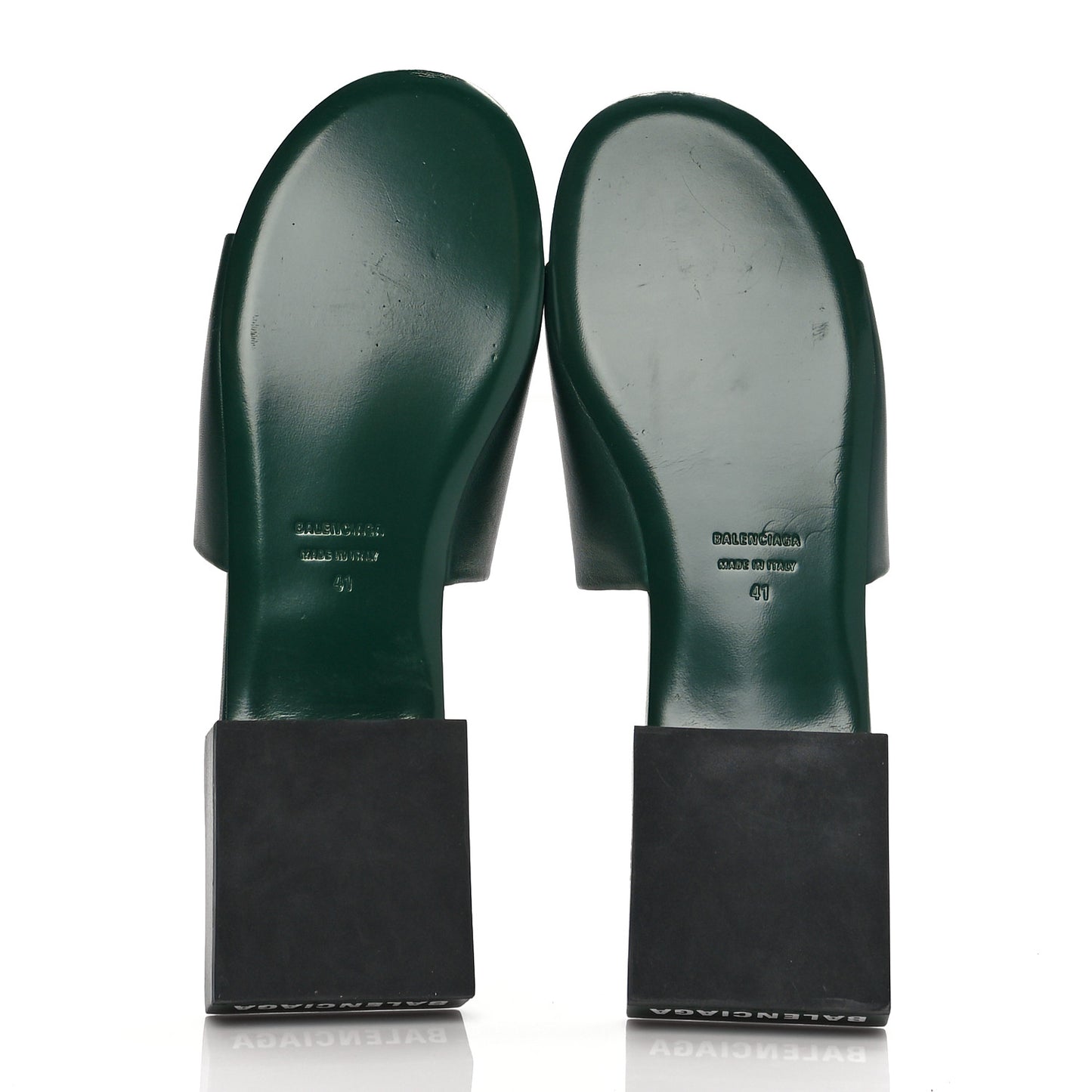 Shiny Sheepskin Box Flat Sandal 41 Green