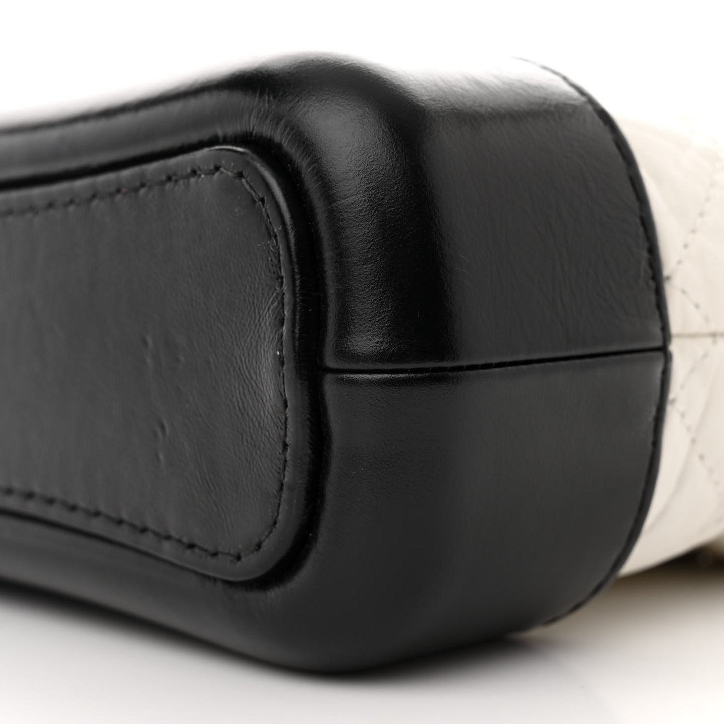 Aged Calfskin Quilted Small Gabrielle Hobo Black White