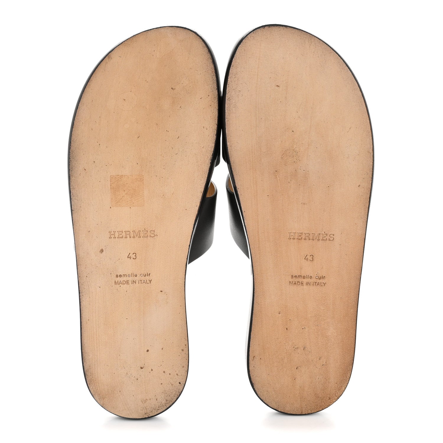 Hermes Calfskin Mens Izmir Sandals 43 Black 6 of 9