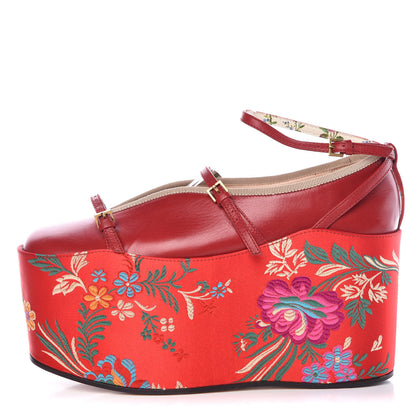 Gucci Malaga Kid Silk Hannelore Detachable Platform Slide 37 Hibiscus Red 1 of 18