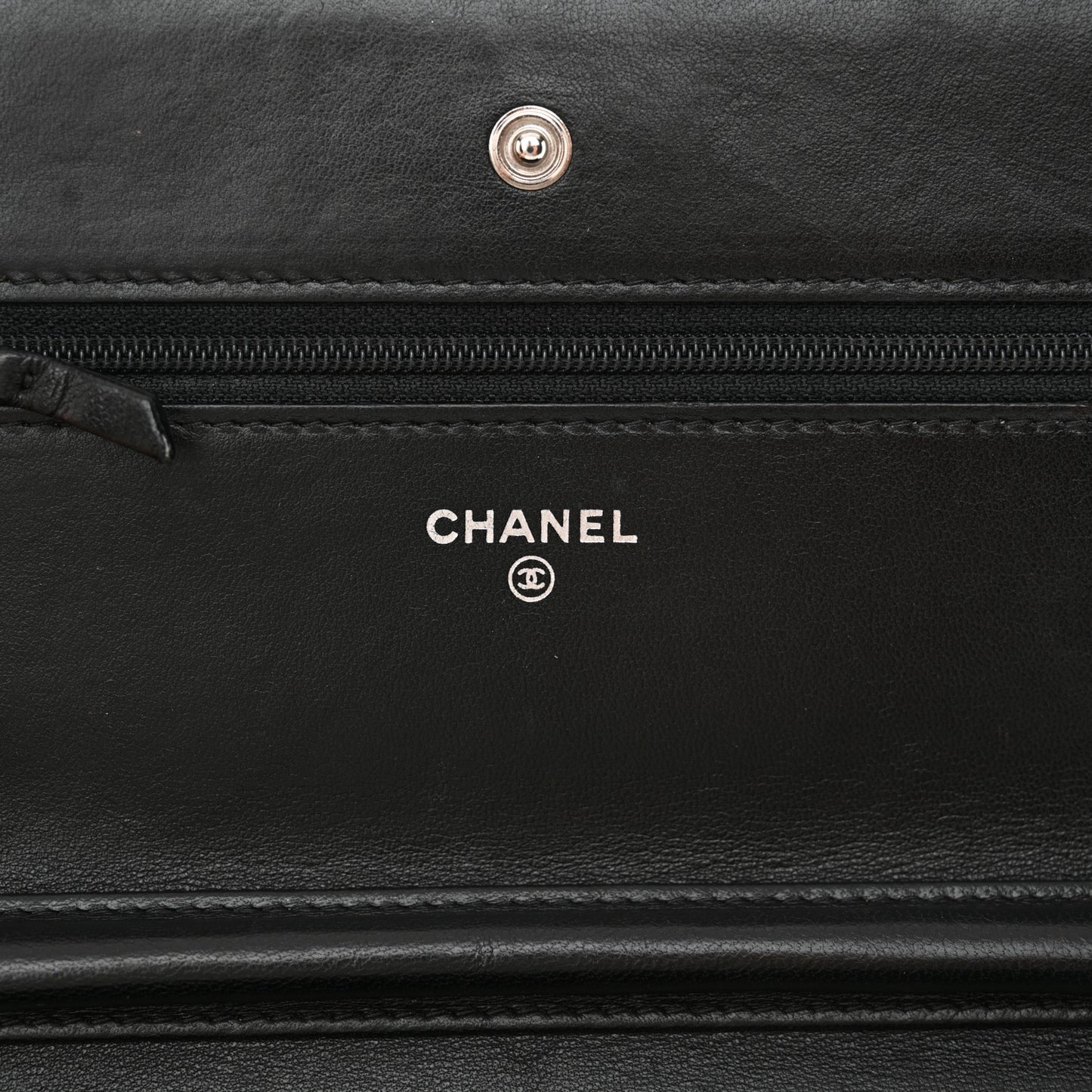 Lambskin Chevron Quilted Wallet On Chain WOC So Black
