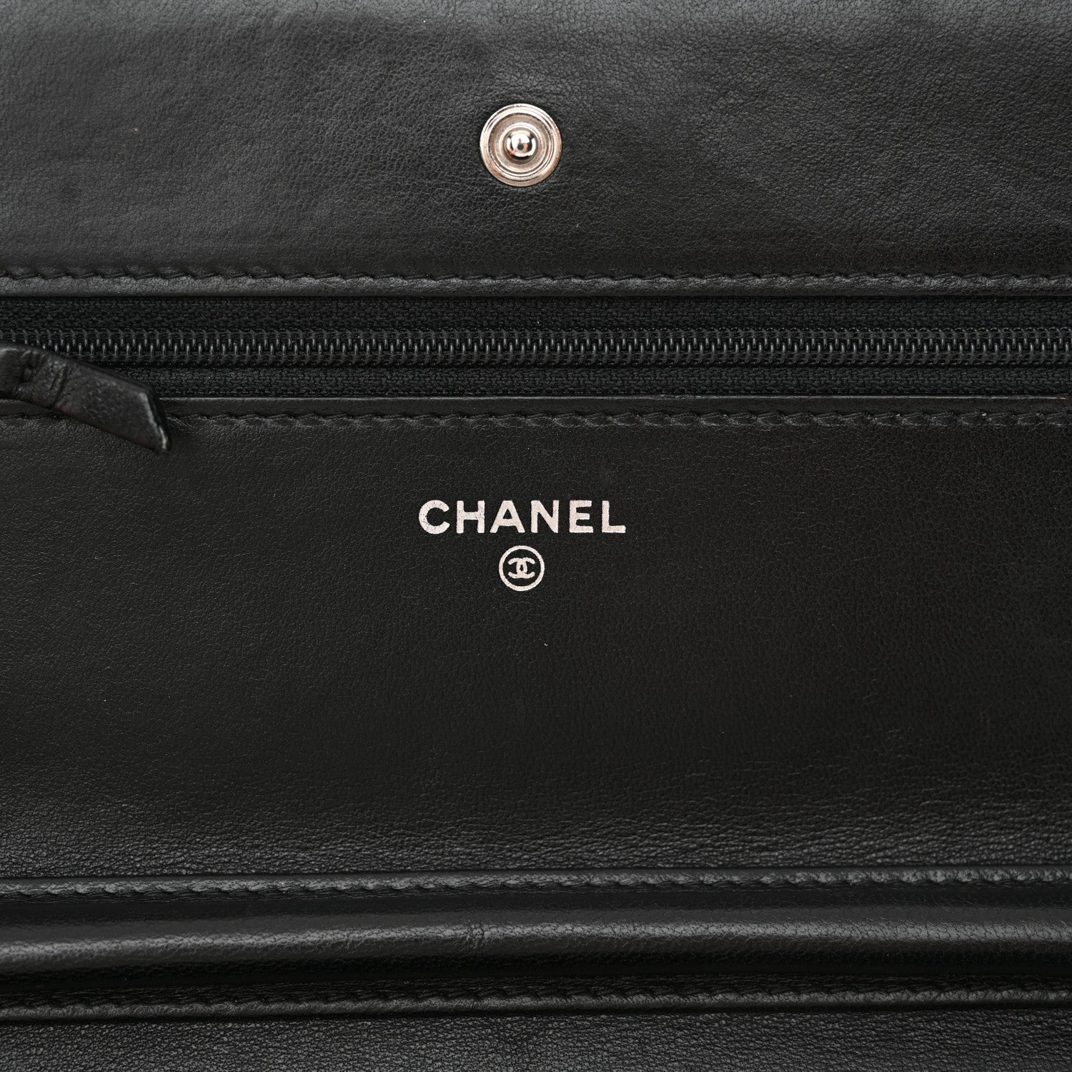 Chanel Lambskin Chevron Quilted Wallet On Chain WOC So Black 7 of 13