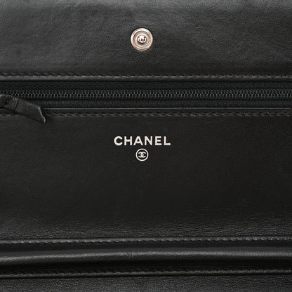 Chanel Lambskin Chevron Quilted Wallet On Chain WOC So Black 7 of 13